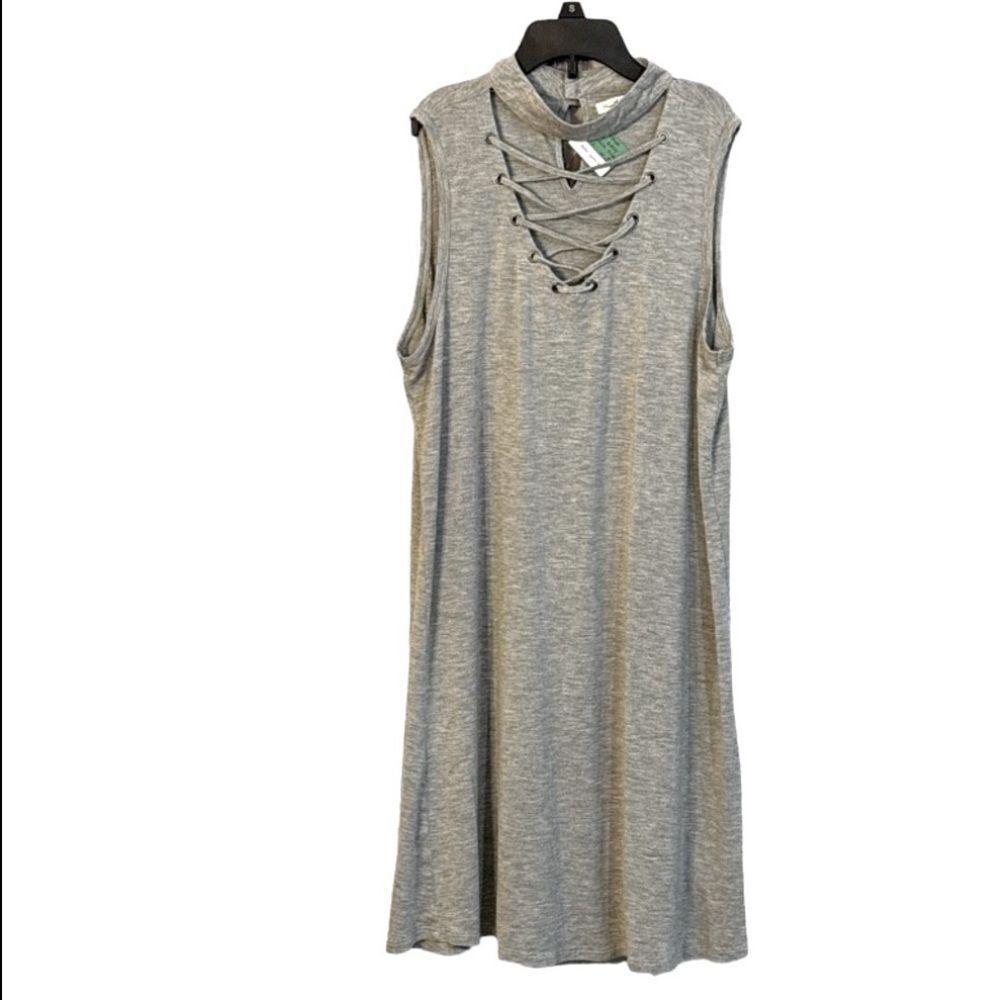 Another Love Bamboo Women’s Grey High Neck Jersey Stretch T Shirt Dress Small